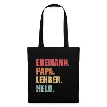 Ehemann Papa Lehrer Held Lehramt Vatertag Vintage - Stoffbeutel - Schwarz - Vorne