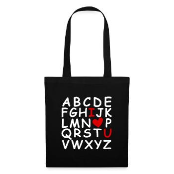 Alphabet ABC I Love You Valentines Day Heart - Sac en tissu - noir - Devant