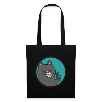 Graue Sommer Katze - Stoffbeutel - Schwarz - Vorne