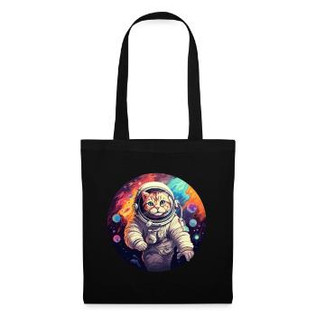 Chat astronaute - Sac en tissu - noir - Devant