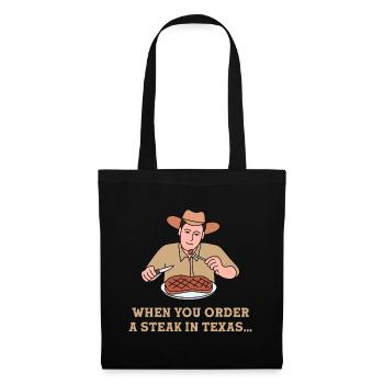 Steak in Texas Design für stolze Texaner - Stoffbeutel - Schwarz - Vorne
