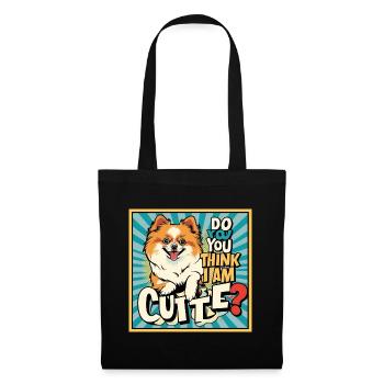 Funny Pomeranian Dog - Do You Think I Am Cute? - Stoffbeutel - Schwarz - Vorne