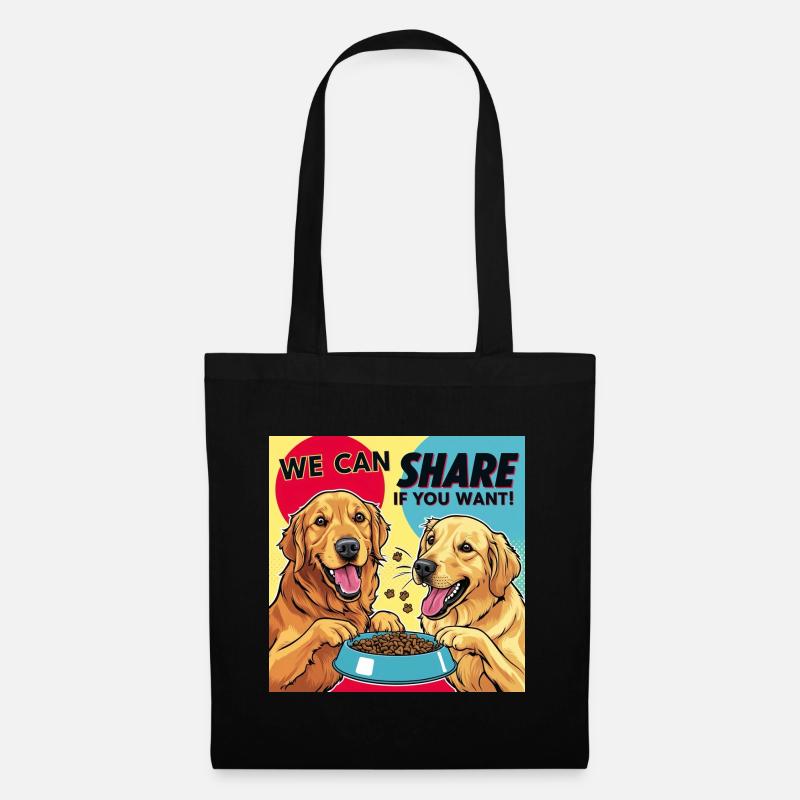 Comic Dogs - We Can Share If You Want - Stoffbeutel - Schwarz