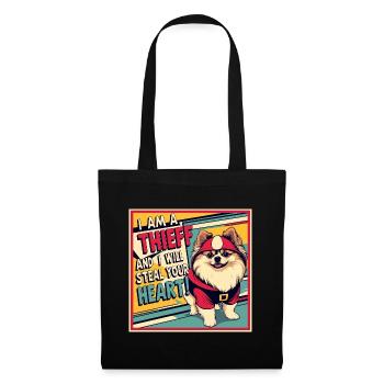 Pomeranian Dog "I am a thief" - Tote Bag - black - Front