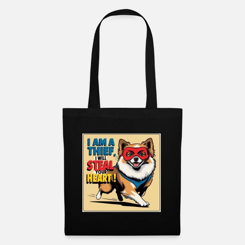 Pomeranian Dog "I am a thief" - Stoffbeutel - Schwarz