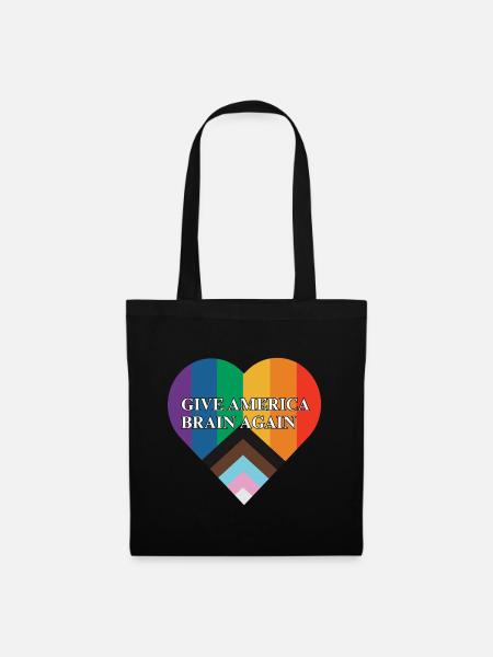 Give America Brian Again Pride Flag Heart - Stoffbeutel - Schwarz