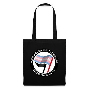 Hormone drin und trotzdm da – stabile trans Antifa - Stoffbeutel - Schwarz - Vorne