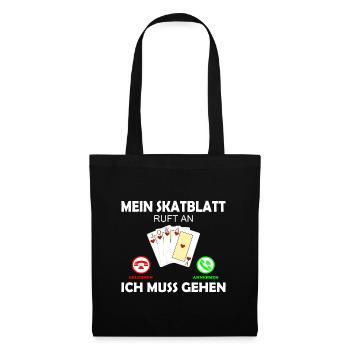 Skat Kartenspiel Lustig Spruch Skatblatt ruft an - Stoffbeutel - Schwarz - Vorne