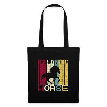 Islandpferd Tölt Isländer Retro Vintage Silhouette - Stoffbeutel - Schwarz - Vorne