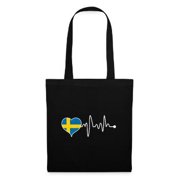 Sweden country Swedish flag heart heartbeat - Tote Bag - black - Front