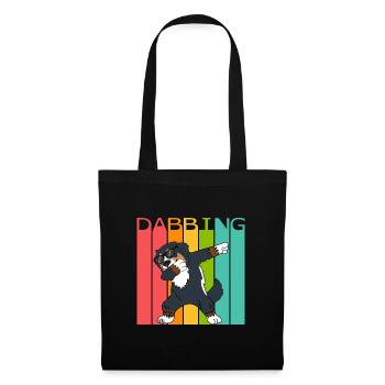Bernese Berner Sennenhund Dabbing Tanzender Retro - Stoffbeutel - Schwarz - Vorne