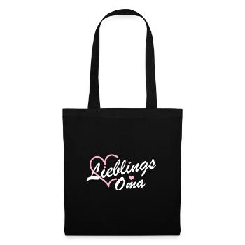 Lieblings Oma Herz Pink Geschenk für Muttertag - Stoffbeutel - Schwarz - Vorne