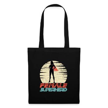 Fille puissance héroïne féministe super maman dessin animé - Sac en tissu - noir - Devant