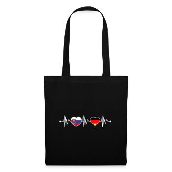 Slovakia Germany flag coat of arms heartbeat - Tote Bag - black - Front