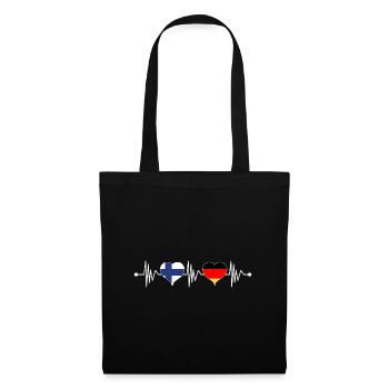 Finland Germany flag heart coat of arms heartbeat - Tote Bag - black - Front