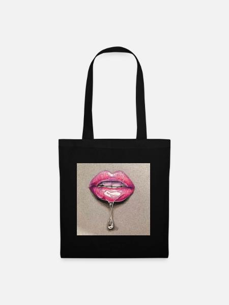 Lippen - Stoffbeutel - Schwarz