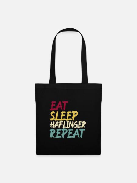 Haflinger Pferd Pferderasse Eat Sleep Spruch Retro - Stoffbeutel - Schwarz