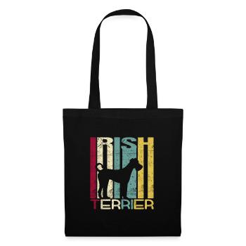 Irish Terrier chien Retro Style Silhouette Rayures - Sac en tissu - noir - Devant