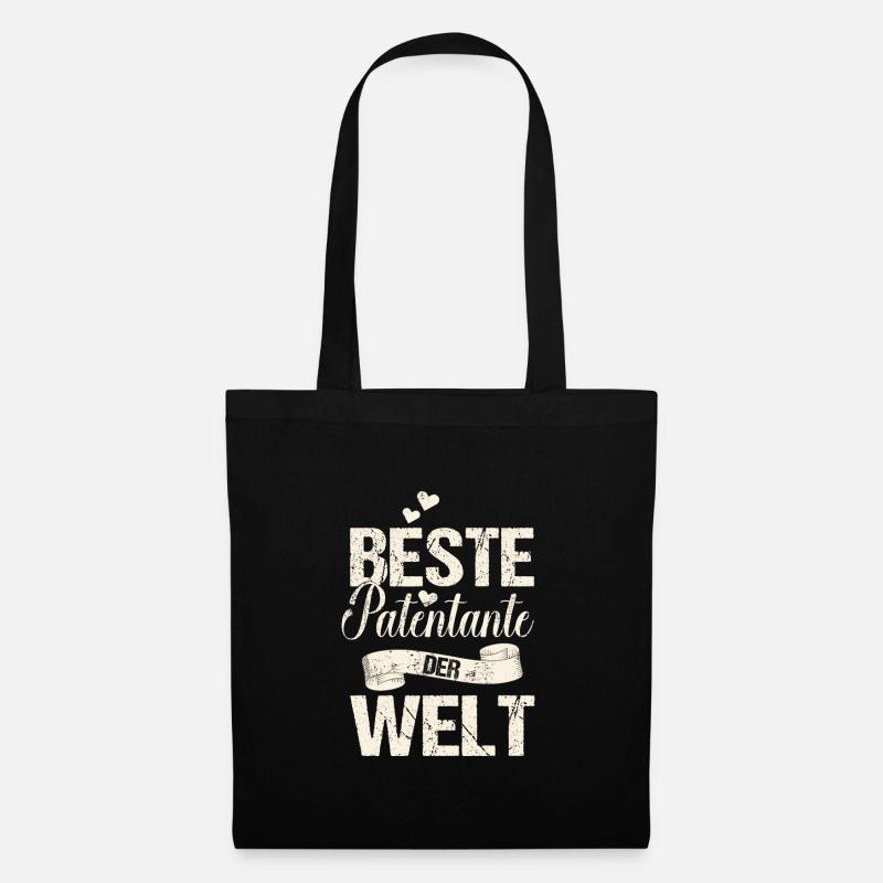 Patentante Beste der Welt Spruch Taufe Vintage - Stoffbeutel - Schwarz