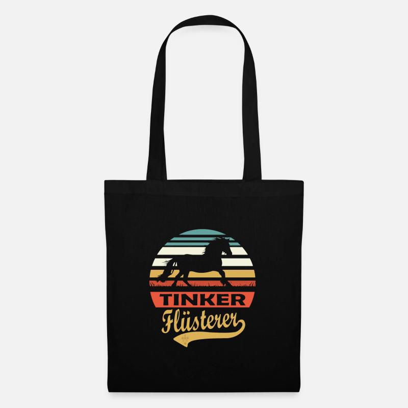 Tinker Pferd Flüster Retro Style für Reiter - Stoffbeutel - Schwarz