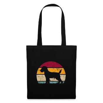 Jagdterrier Jagdhund Retro Style Silhouette - Stoffbeutel - Schwarz - Vorne