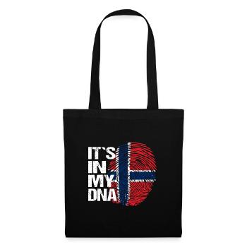 Norwegen Flagge Fingerabdruck DNA Spruch Lustig - Stoffbeutel - Schwarz - Vorne