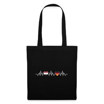 Syria Germany flag heart coat of arms heartbeat - Tote Bag - black - Front