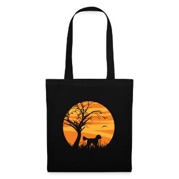 Silhouette d'halloween au lever du soleil Goldendoodle - Sac en tissu - noir - Devant