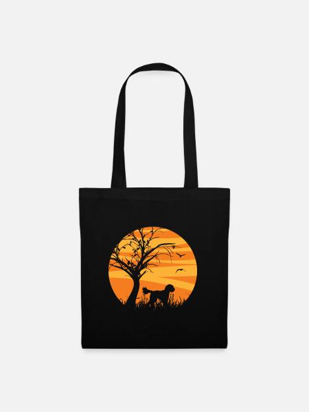 Goldendoodle Sonnenaufgang Hallloween Silhouette - Stoffbeutel - Schwarz