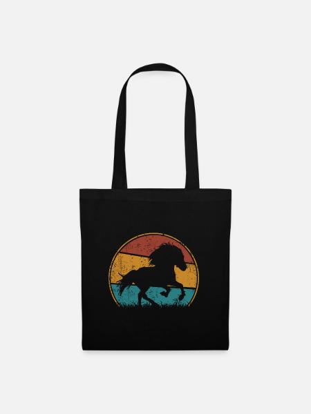 Islandpferd Retro Vintage Grunge Silhouette - Stoffbeutel - Schwarz