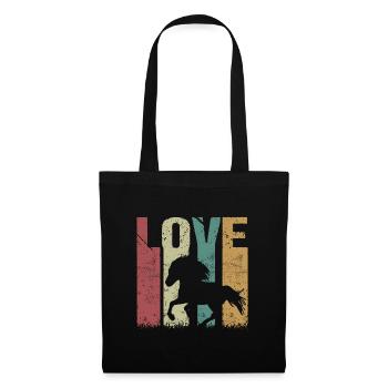 Islandpferd Retro Vintage Love - Stoffbeutel - Schwarz - Vorne