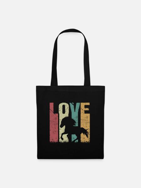Islandpferd Retro Vintage Love - Stoffbeutel - Schwarz