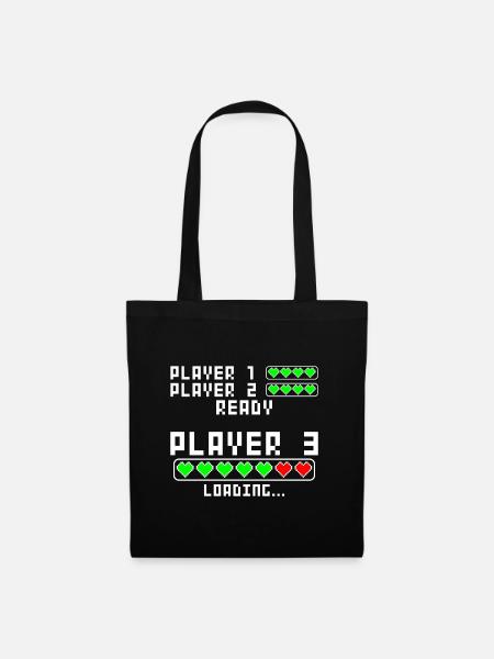 Schwangerschaft verkünden Baby Player 3 Loading - Stoffbeutel - Schwarz