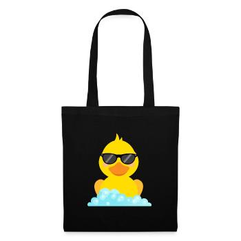 Canard jaune Canard de bain avec lunettes de soleil - Sac en tissu - noir - Devant