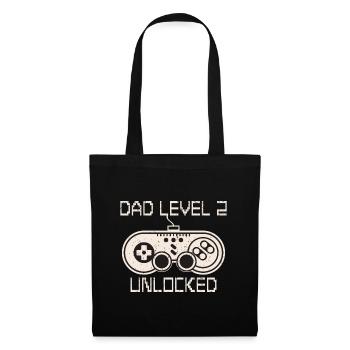 Dad Level 2 Unlocked Papa von Zwei Kinder - Stoffbeutel - Schwarz - Vorne