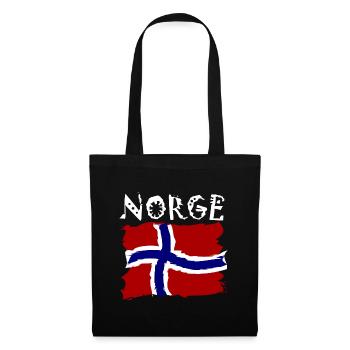 Norge - Norway - Norwegen - Stoffbeutel - Schwarz - Vorne