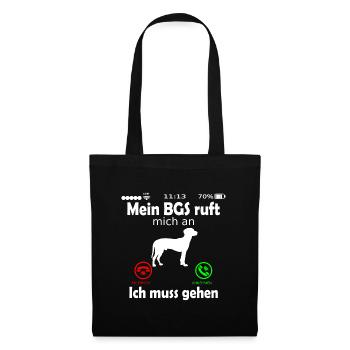 BGS Hund ruft an Spruch Lustig - Stoffbeutel - Schwarz - Vorne