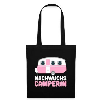 Nachwuchs Camperin Camping Baby Mädchen Kind - Stoffbeutel - Schwarz - Vorne