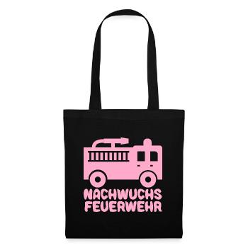 Feuerwehr mit Feuerwehrauto Baby Mädchen Pink - Stoffbeutel - Schwarz - Vorne