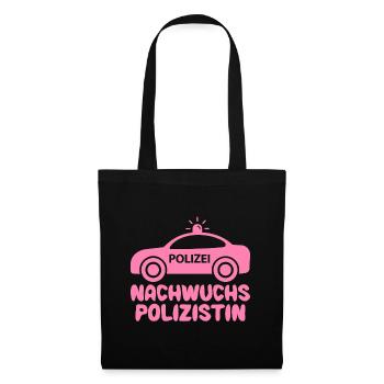 Polizei Polizistin Baby Mädchen Polizeiauto Pink - Stoffbeutel - Schwarz - Vorne