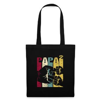 Papa Père de 2 enfants Jumeaux Fils Fille - Sac en tissu - noir - Devant