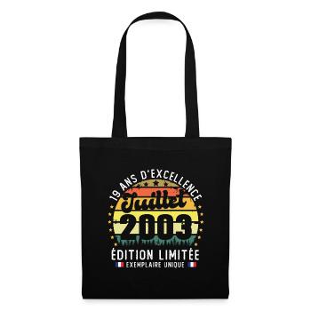 19 Ans Anniversaire Vintage Né en juillet 2003 - Sac en tissu - noir - Devant