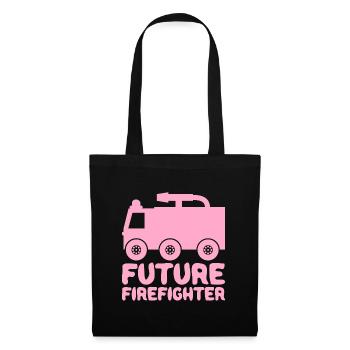 Futur pompier Camion de pompier Baby Girl Pink - Sac en tissu - noir - Devant