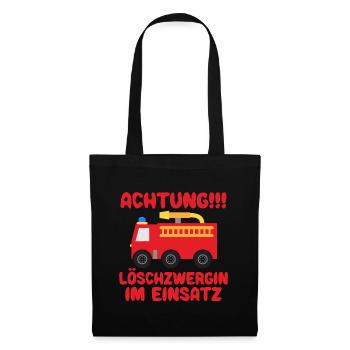 Feuerwehr Feuerwehrauto Löschzwergin Baby Mädchen - Stoffbeutel - Schwarz - Vorne