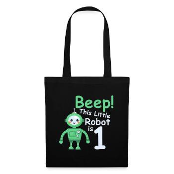 Birthday Shirt 1 Year Robot baby Boy Girls - Tote Bag - black - Front