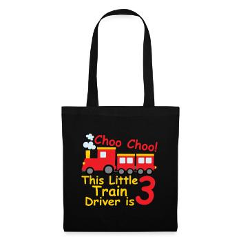 Birthday Shirt 3 year Railway Locomotive Baby Boy - Tote Bag - black - Front