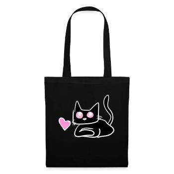 Katze Herz Symbol Süß - Stoffbeutel - Schwarz - Vorne