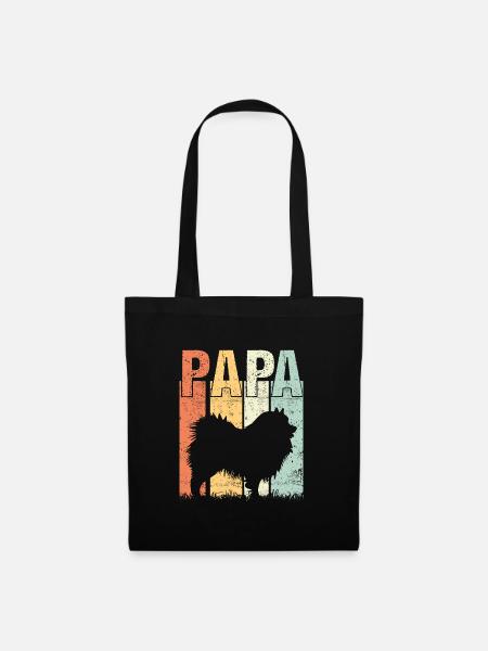 Wolfsspitz Papa Herrchen Vater Vintage - Stoffbeutel - Schwarz