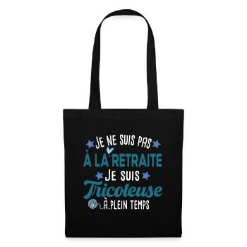 Retraite Tricoteuse Tricot Laine Mamie Cadeau - Sac en tissu - noir - Devant