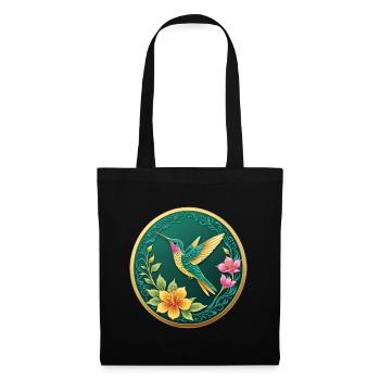Fancy coin hummingbird on flowers - Tote Bag - black - Front